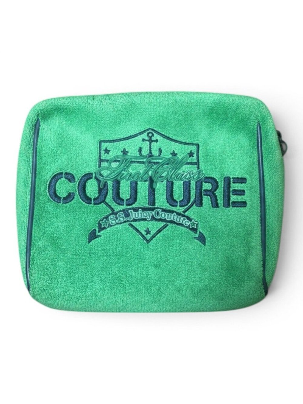 Juicy Couture Green Velour Cosmetic Pouch Makeup Bag Y2K Vintage New with Tag
